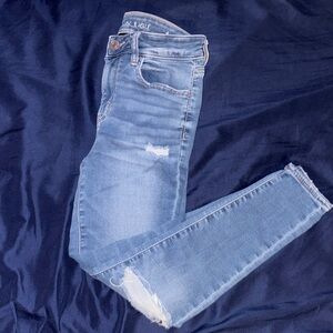 American Eagle Outfitters Light Blue Ripped Skinny Jeans